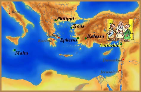 Karte: Nach Antiochia