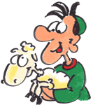 Armer Mann mit Schaf